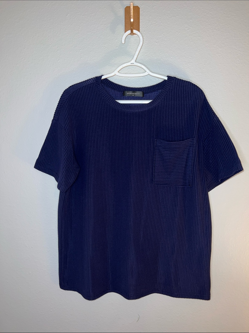 Amazon Women’s Ribbed Navy Blue Pocket Tee